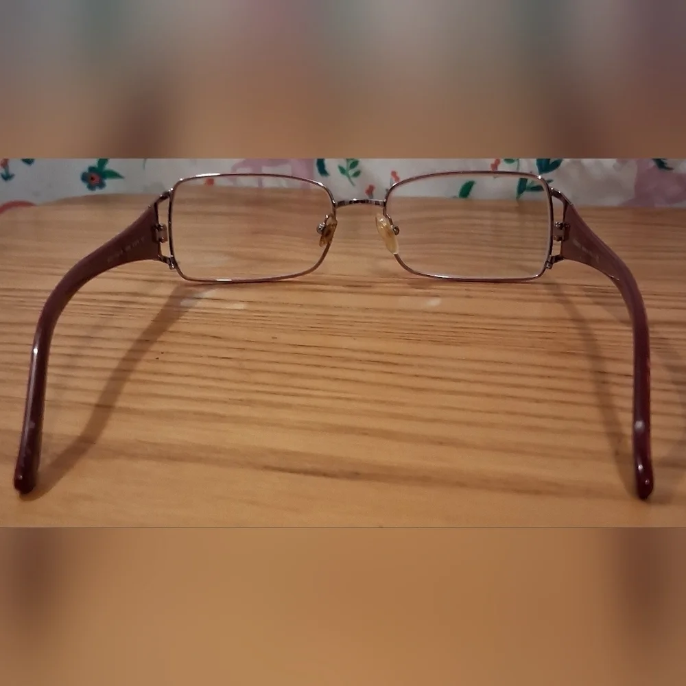 EUC Versace MOD 1142B Burgundy Marble & Silver Tone Reading Eye Glasses Frames